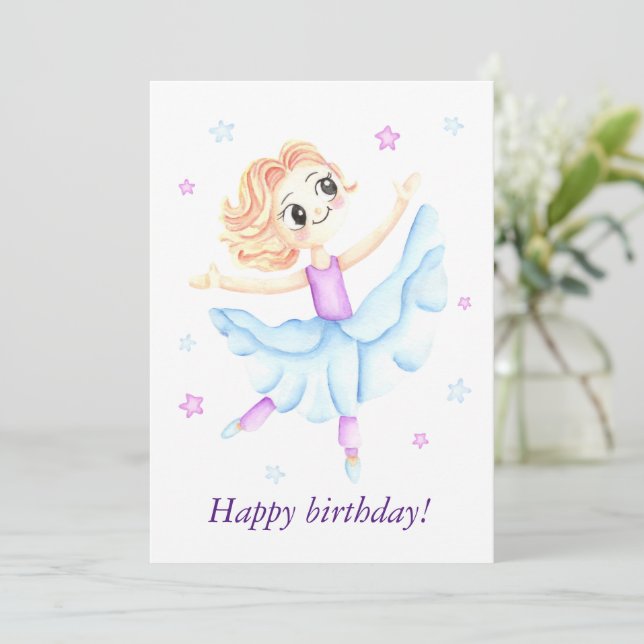 Carte Belle petite fille de gingembre ballerine (Debout devant)
