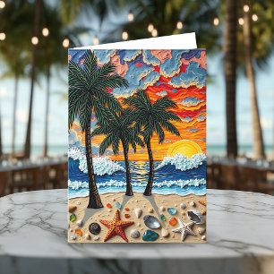 Carte Belle plage Joyeux anniversaire