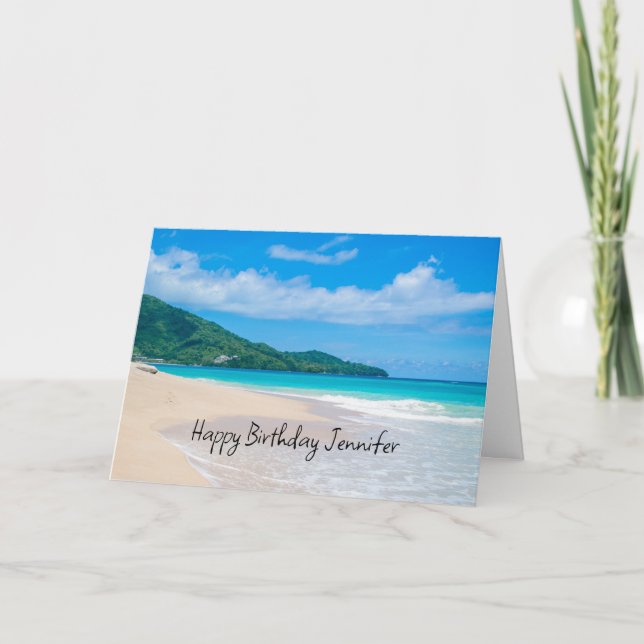 Carte Belle Plage Tropicale Océan Pittoresque Anniversai (Devant)