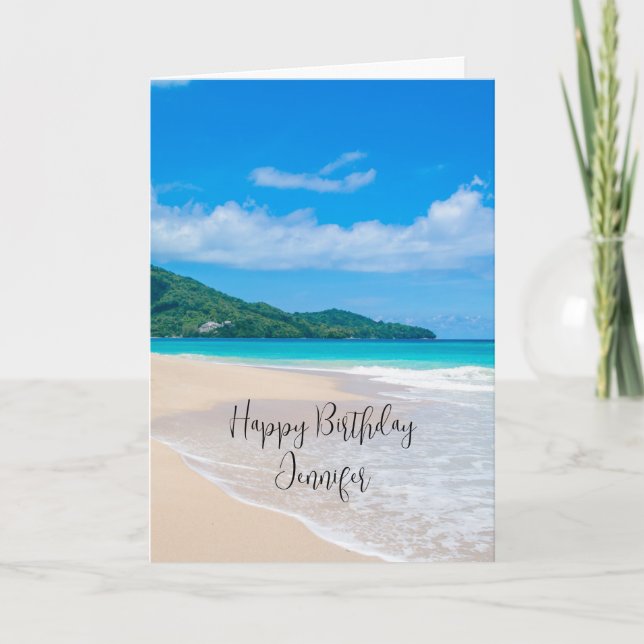Carte Belle Plage Tropicale Océan Pittoresque Anniversai (Devant)