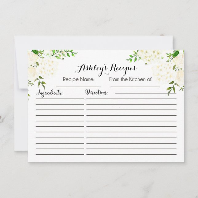 Carte Belle recette florale blanche (Devant)