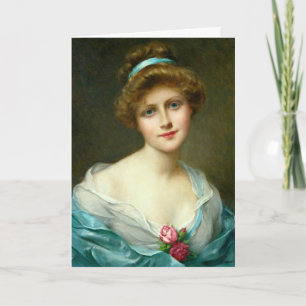 Carte Belle robe vintage Lady Green