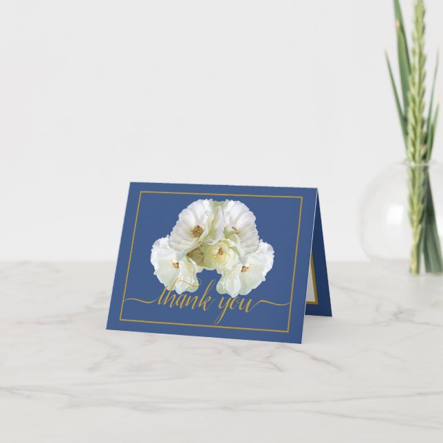 Carte Belle Rose blanche Couleur fond Merci chic (Devant)
