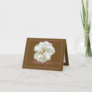 Carte Belle Rose blanche Couleur fond Merci chic