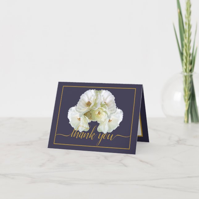 Carte Belle Rose blanche Couleur fond Merci chic (Devant)