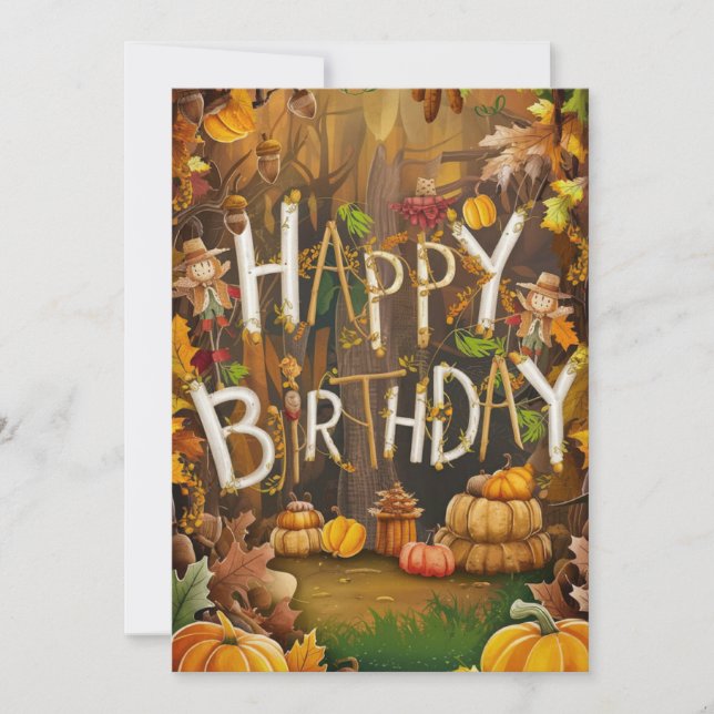 Carte Belle saison Whimsical Automne automne Bonne Anniv (Devant)