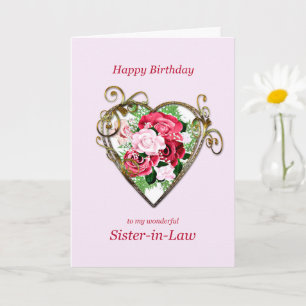 Carte Belle-soeur Anniversaire Antique Peint Rose