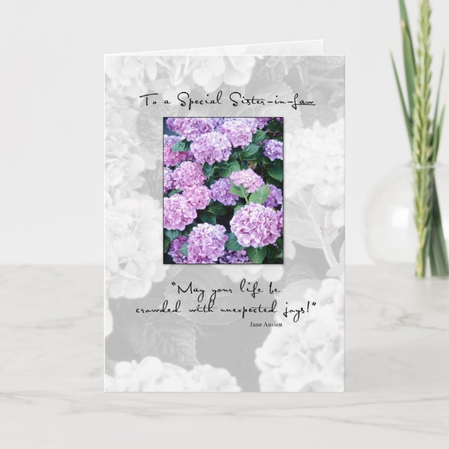 Carte Belle-soeur, Anniversaire Hydrangea (Devant)