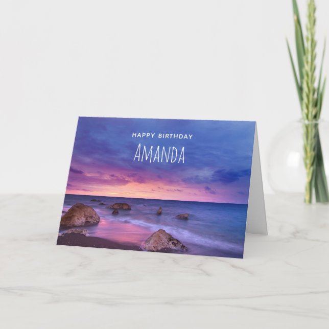 Carte Belle Sunset Coastal photo Anniversaire (Devant)
