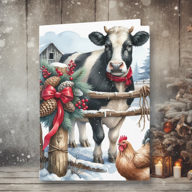 Carte Belle vache de vacances avec coq Personnalisé (Créateur téléchargé)