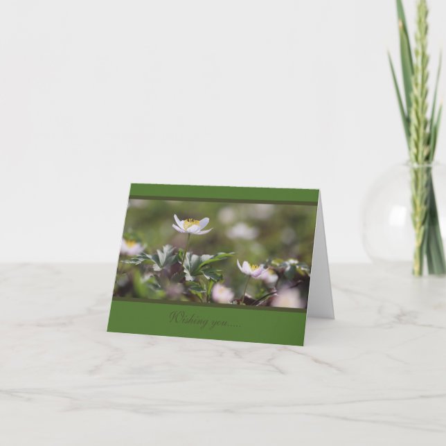Carte Belles anémones en bois blanc (Devant)