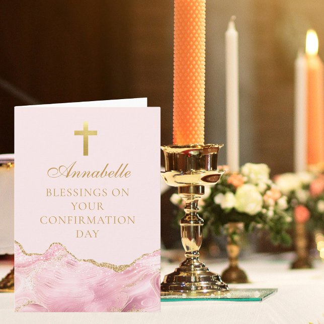 Carte Belles Bénédictions de Confirmation Rose Or Person (Créateur téléchargé)