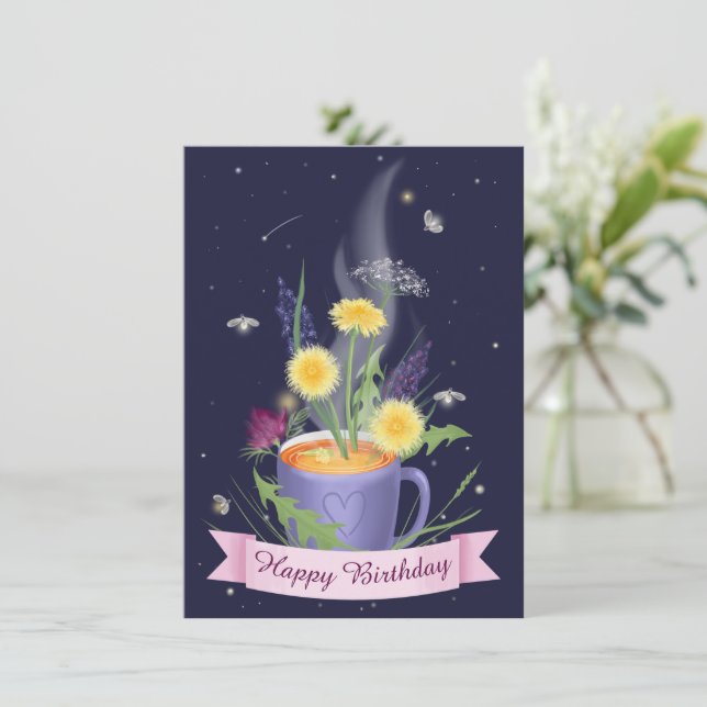 Carte Belles Fleurs d'été de la Coupe de Thé (Debout devant)