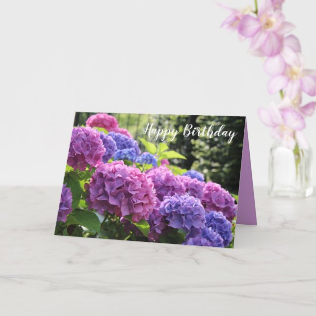 Carte Belles fleurs d'Hydrangée rose et bleu (Orchidée)