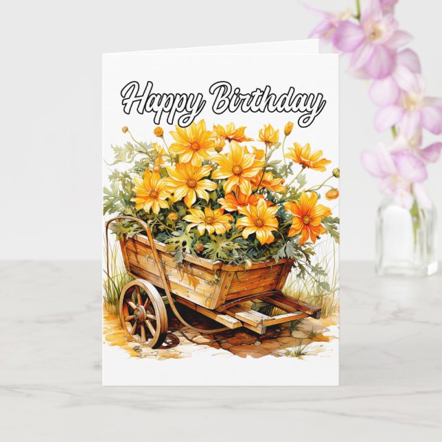 Carte Belles Fleurs fraîches Joyeux Anniversaire (Orchidée)