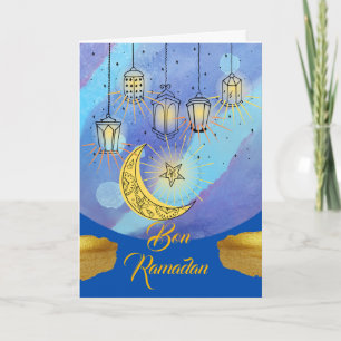 Carte Belles Lanternes de Ramadan Français la Nuit