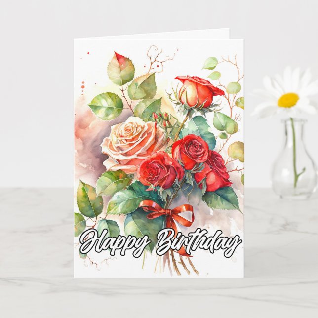 Carte Belles Roses rouges Vintages (Petite plante)