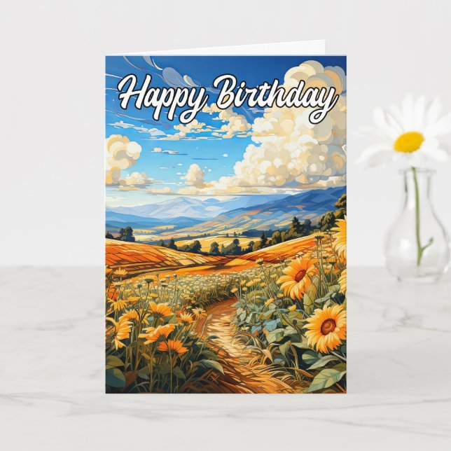 Carte Belles Tournesols En Belle Journée Nuageuse (Petite plante)