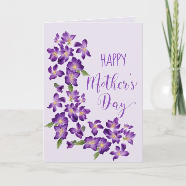 Carte Belles Violets Floral Fête des Mères Photo (Devant)