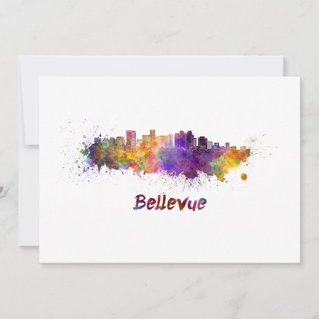 Carte Bellevue skyline in watercolor (Devant)