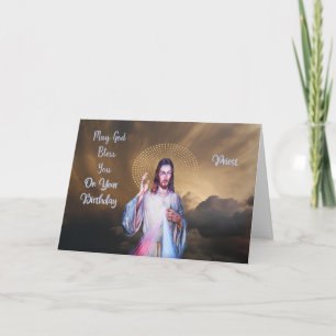 Carte Bénédiction d'anniversaire de Dieu pour le prêtre