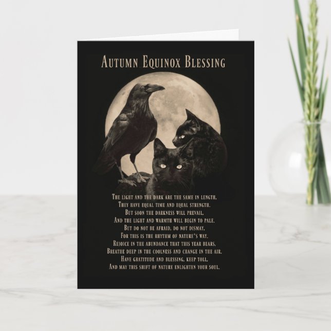 Carte Bénédiction de Mabon à l'équinoxe d'automne Raven  (Devant)