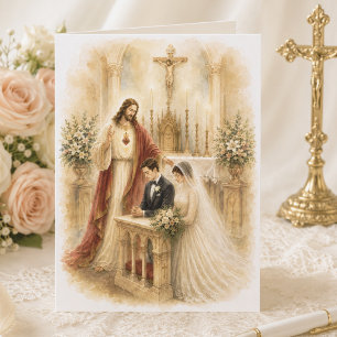 Carte Bénédiction de mariage catholique de famille Jésus