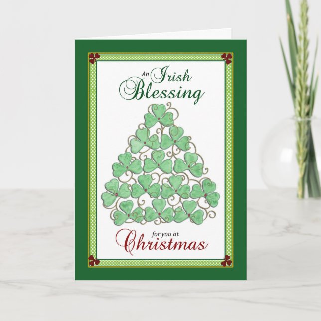 Carte Bénédiction de Noël irlandaise - Arbre de Noël Sha (Devant)