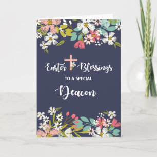 Carte Bénédiction de Pâques de diacre de fleurs Christ r