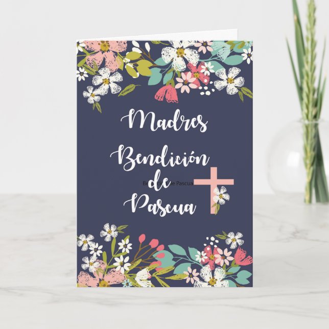 Carte Bénédiction de Pâques de Mère espagnole avec fleur (Devant)