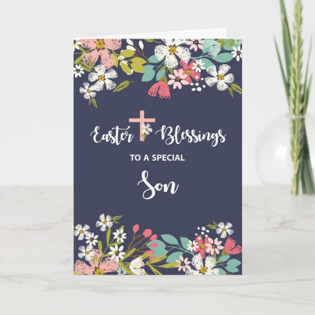 Carte Bénédiction de Pâques du Christ ressuscité Fleurs (Devant)