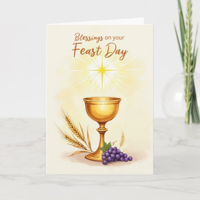 Carte Bénédiction du jour férié Le blé de chalice euchar (Devant)