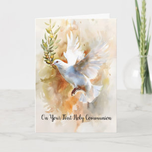 Carte Bénédiction élégante de première communion Colombe