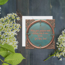 Carte Bénédiction en cuivre rond Turquoise