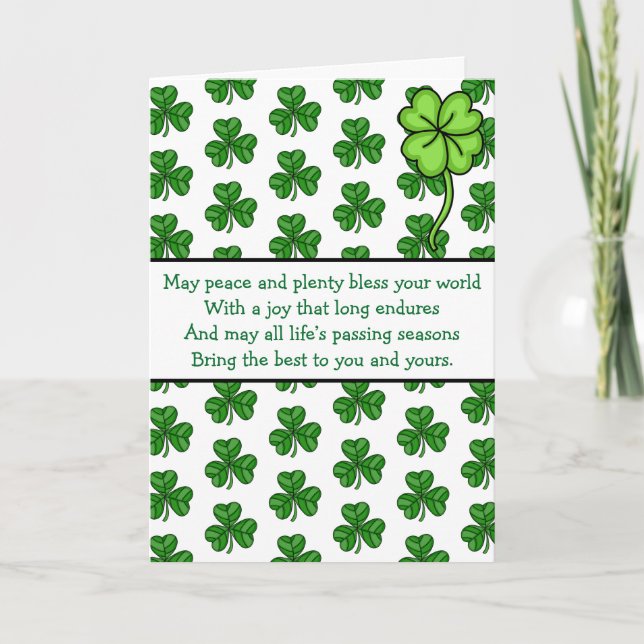 Carte Bénédiction irlandaise | Bonne Saint Patrick's Day (Devant)