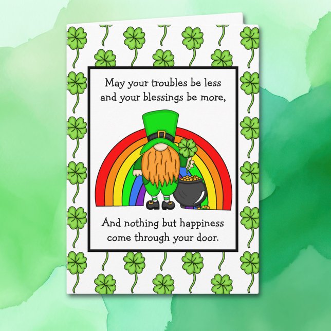 Carte Bénédiction irlandaise | Joyeuse St Patrick | Gnom (Créateur téléchargé)