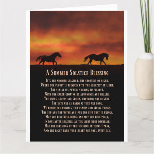 Carte Bénédiction solstice d'été avec coucher de soleil 
