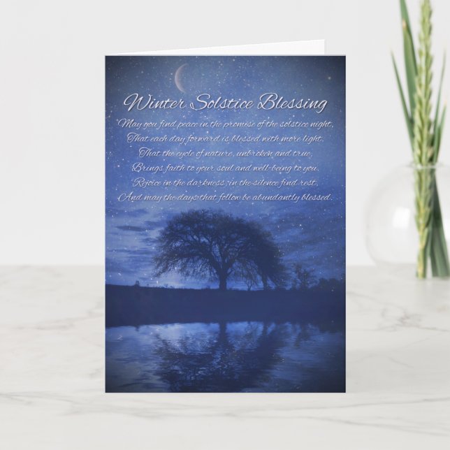 Carte Bénédiction solstice d'hiver avec lune et chêne (Devant)