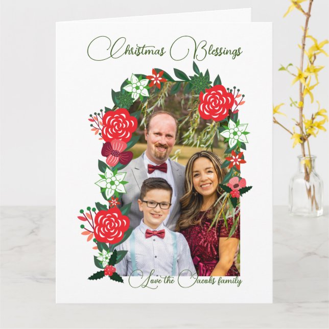 Carte Bénédictions de Noël Floral (Fleur jaune)