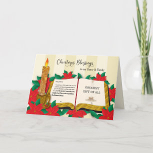 Carte Bénédictions de Noël Pasteur Christian Poinsettias