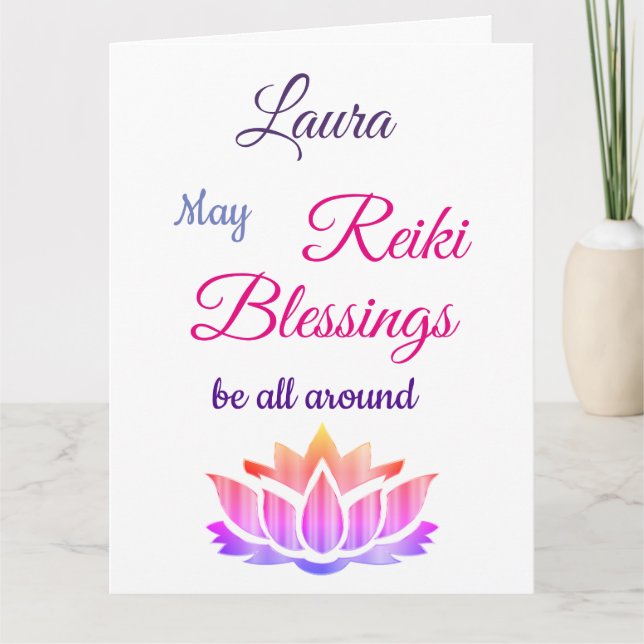 Carte Bénédictions de Reiki Obtenez de bonnes salutation (Devant)