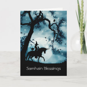 Carte Bénédictions de Samhain inspirées de la Wicca avec