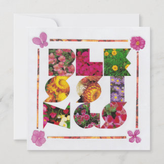 Carte BÉNÉFICIAIRES Lettres blanches et florales Vacance