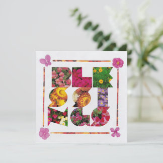 Carte BÉNÉFICIER Lettres blanches et florales