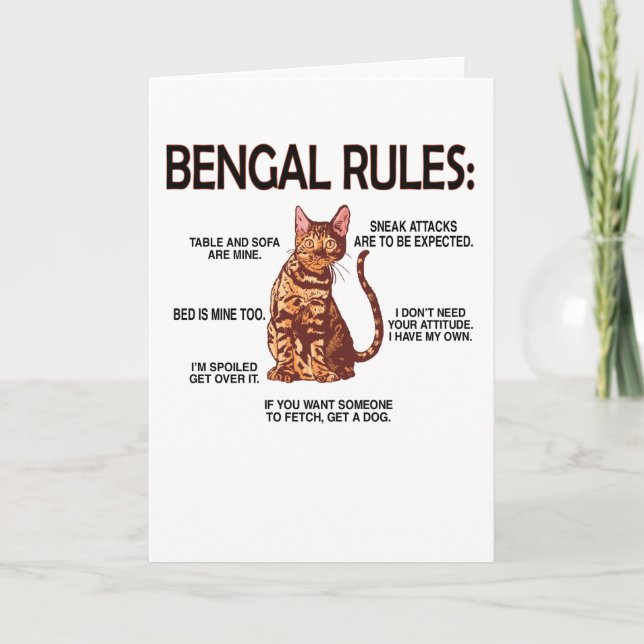 Carte Bengale Amoureux des chats Dons Propriétaire De Ch (Devant)