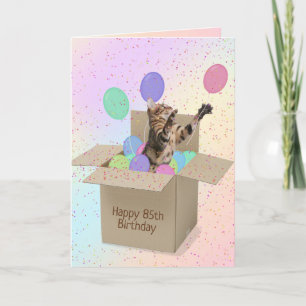 Carte Bengale chat en boîte en carton pour 85ème anniver