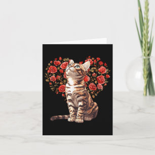 Carte Bengale Chat Valentines Jour Floral Coeur Design p