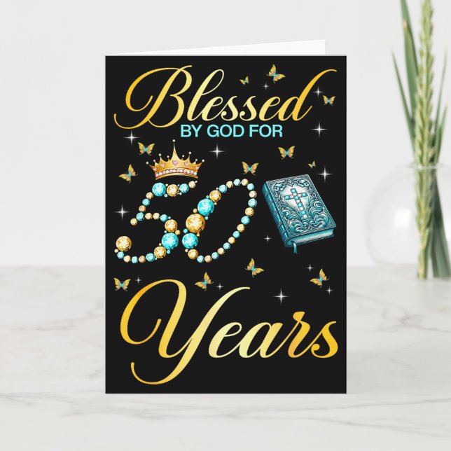 Carte Béni par Dieu pendant 50 ans chrétien 50e annivers (Devant)