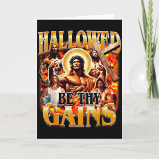 Carte Bénis Soient Tes Gains Vintage Drôle Gym Mème Jésu