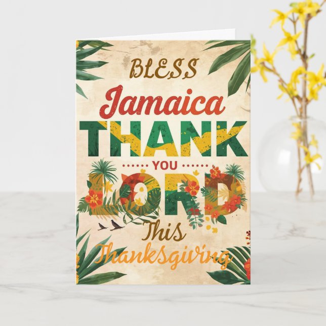 Carte Bénissez la Jamaïque d'action de grâce (Fleur jaune)